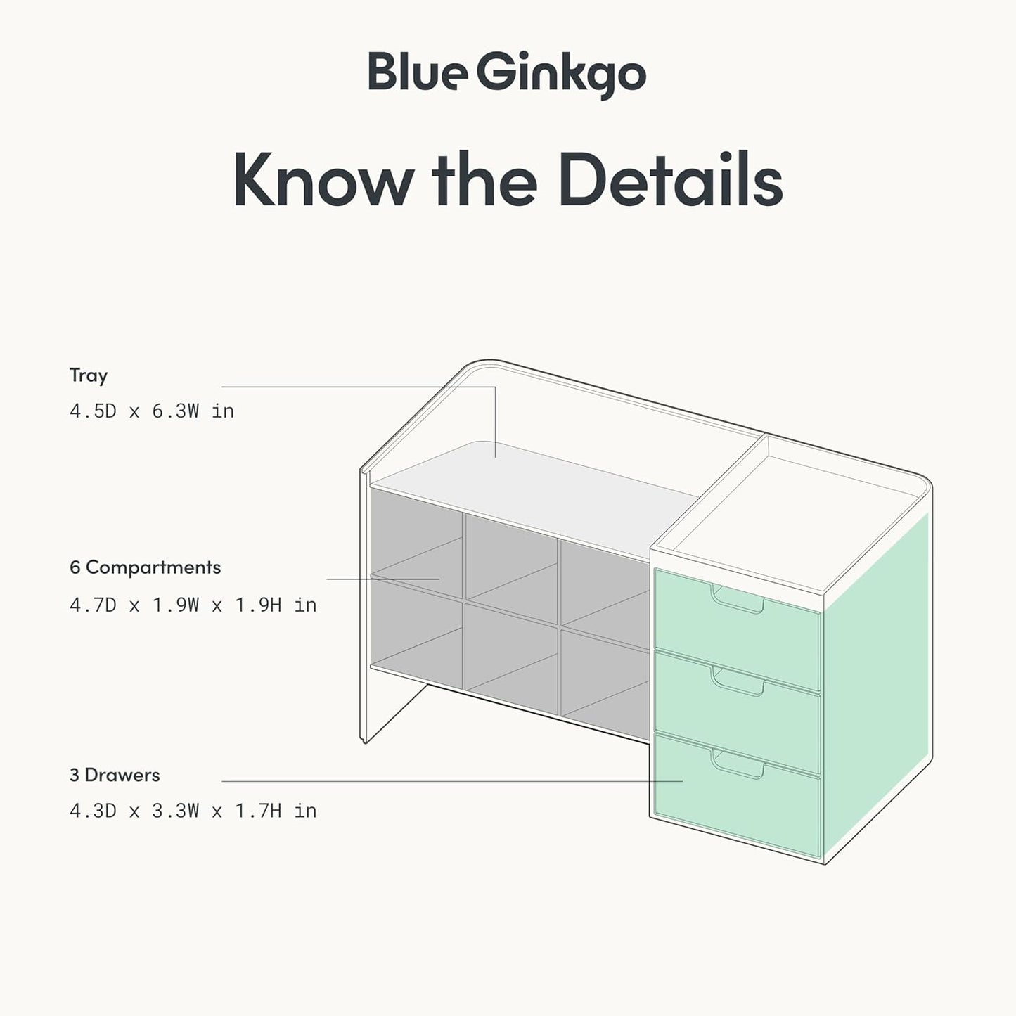 BLUE GINKGO Hive Stack Desk Organizer – Stackable Pen Holder, Stationary Organizer with Drawers - Office Storage, School Supplies, Makeup (Made in Korea, White Transperent)