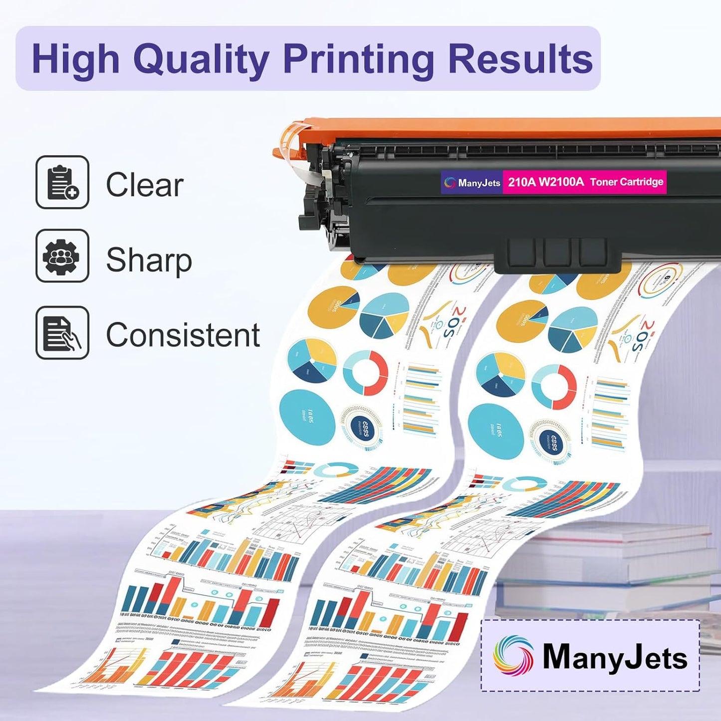 210A Toner Cartridges 4 Pack with Chip Compatible for HP 210A/210X W2100A/W2100X High Yield Replacement for Color LaserJet Pro MFP 4301fdw/4301fdn/4201dw/4201dn Series Printer (4-Pack, BCMY)