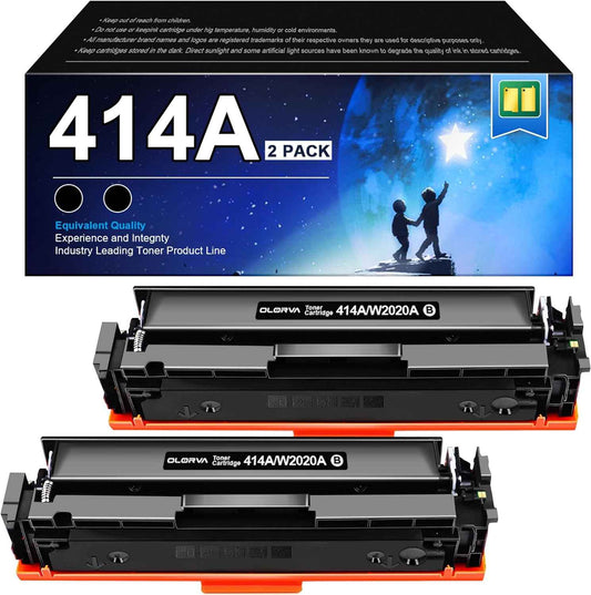414A Black Toner Cartridge (With Chip) - 2 Pack Compatible Replacement for HP 414A Black Toner Cartridge 414X Works with HP Color Laserjet Pro MFP M479fdw M454dw M454dn M455dn M479fdn Printer | W2020A