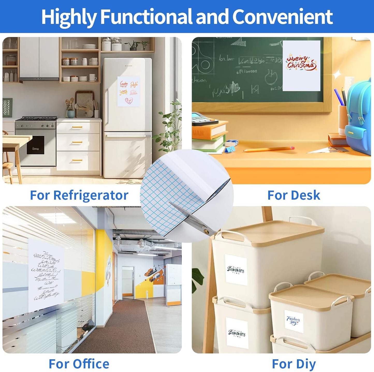 Magnetic Dry Erase Whiteboard 50"x35.5"- Self-Adhesive Flexible Wall Board Kit with 11 Markers, 6 Magnets, Magnetic Eraser & Holder - Ultra Smooth Writing,Effortless Clean for Office, Home, School