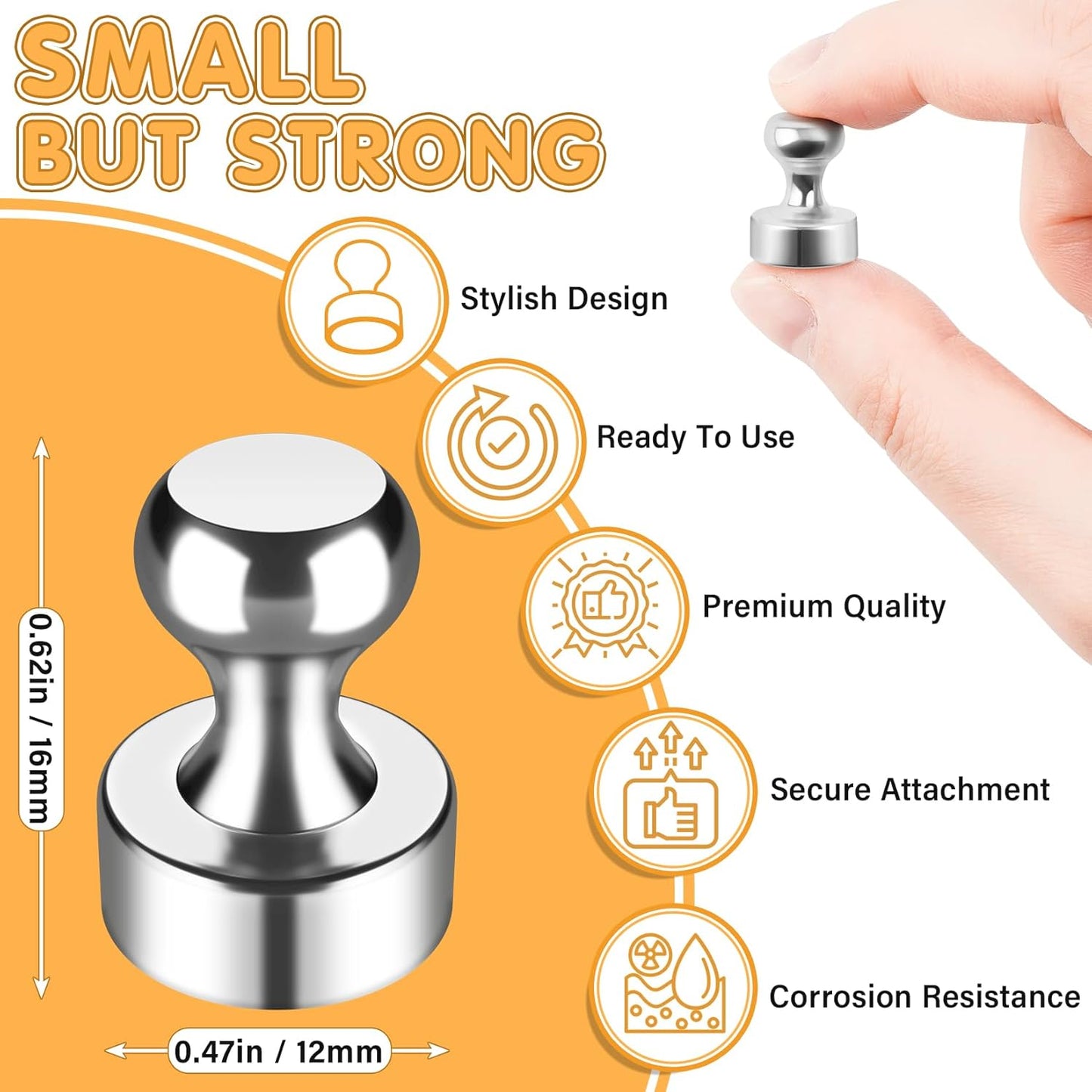 12Pcs Strong Magnets for Whiteboard, Fridge Magnets Adults, Refrigerator Magnets, Magnet Fridge, Small Strong Magnets for Kitchen, Office, Classroom, Locker