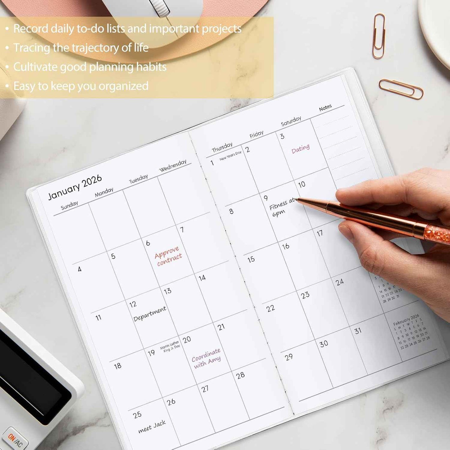 Pocket Calendar 2025-2027, Monthly Purse Planner (6.7" x 3.7") Runs from July 2025 to December 2027, Solid Purple Pocket Calendar with PVC Cover for Planning, Organizing, and Office Use