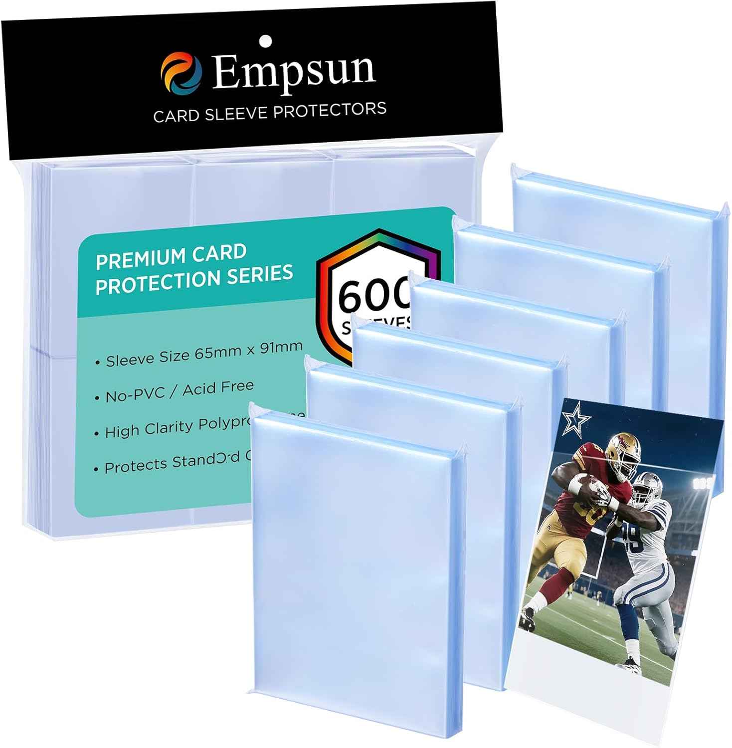 Empsun 600 Count Clear Penny Soft Sleeves: Trading Card Sleeves, Soft Protectors Fit for Standard Cards, Sports Cards, TCG/MTG Game Cards, Baseball Cards