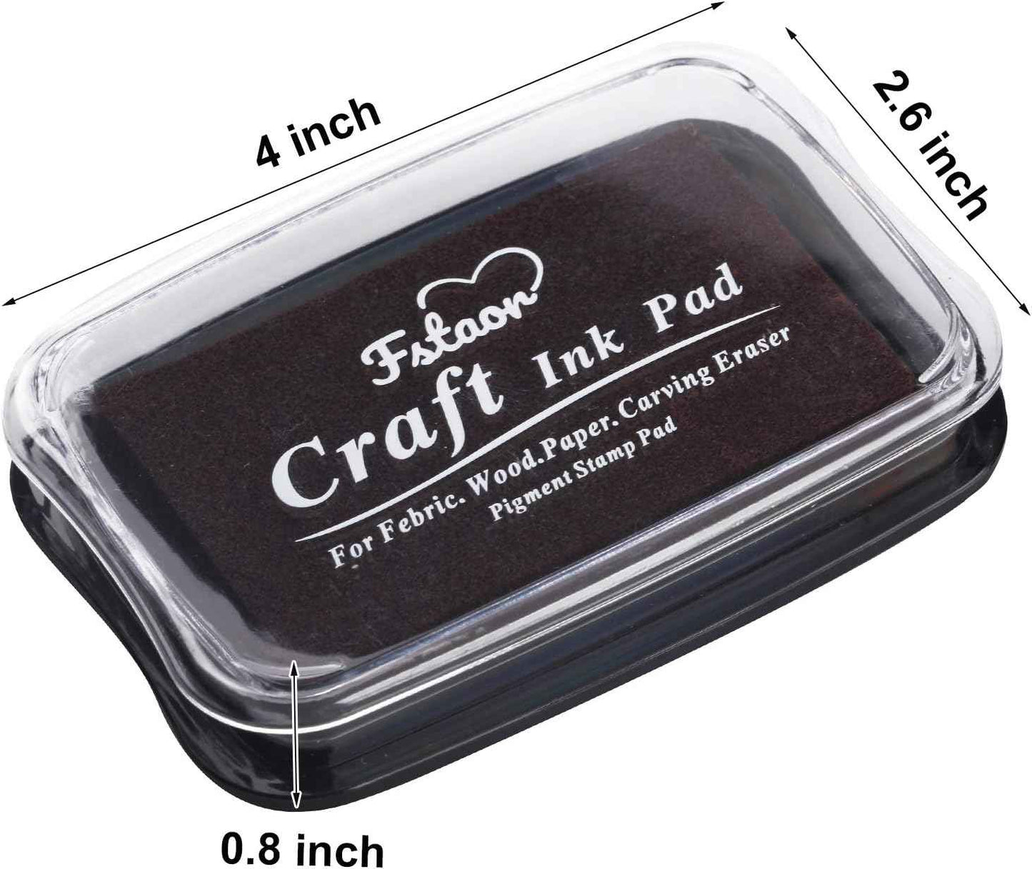 Fstaor Large Brown Ink Pad for Rubber Stamps, 4 × 2.6 inch Non-Toxic Washable Safe Stamp Pads for Kids, Ink Pads Permanent for Paper Wood Fabric