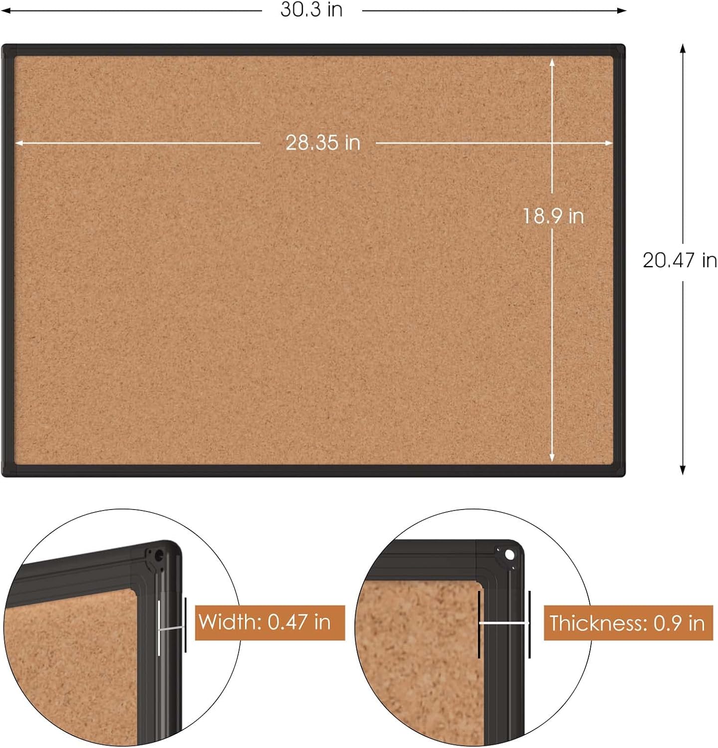 Board2by 2-Pack Cork Board Bulletin Board 20 x 30, Black Aluminium Framed Corkboard, Office Board for Wall Cork, Large Wall Mounted Notice Pin Board with 32 Push Pins for School, Home & Office - Lumora Desk
