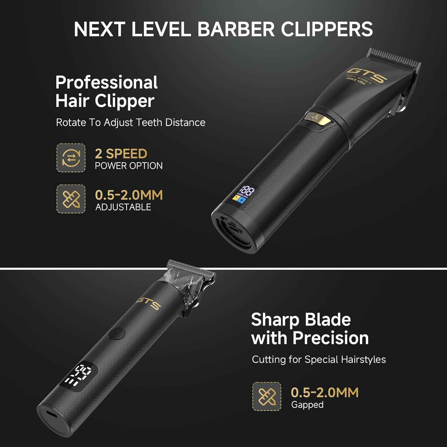 GTS Hair Clippers for Men Professional, Beard Trimmer Kits & Sets, Cordless Mens Hair Trimmer, Electric Shavers, Haircutting Machine with LED Display, for Barber 4 in 1