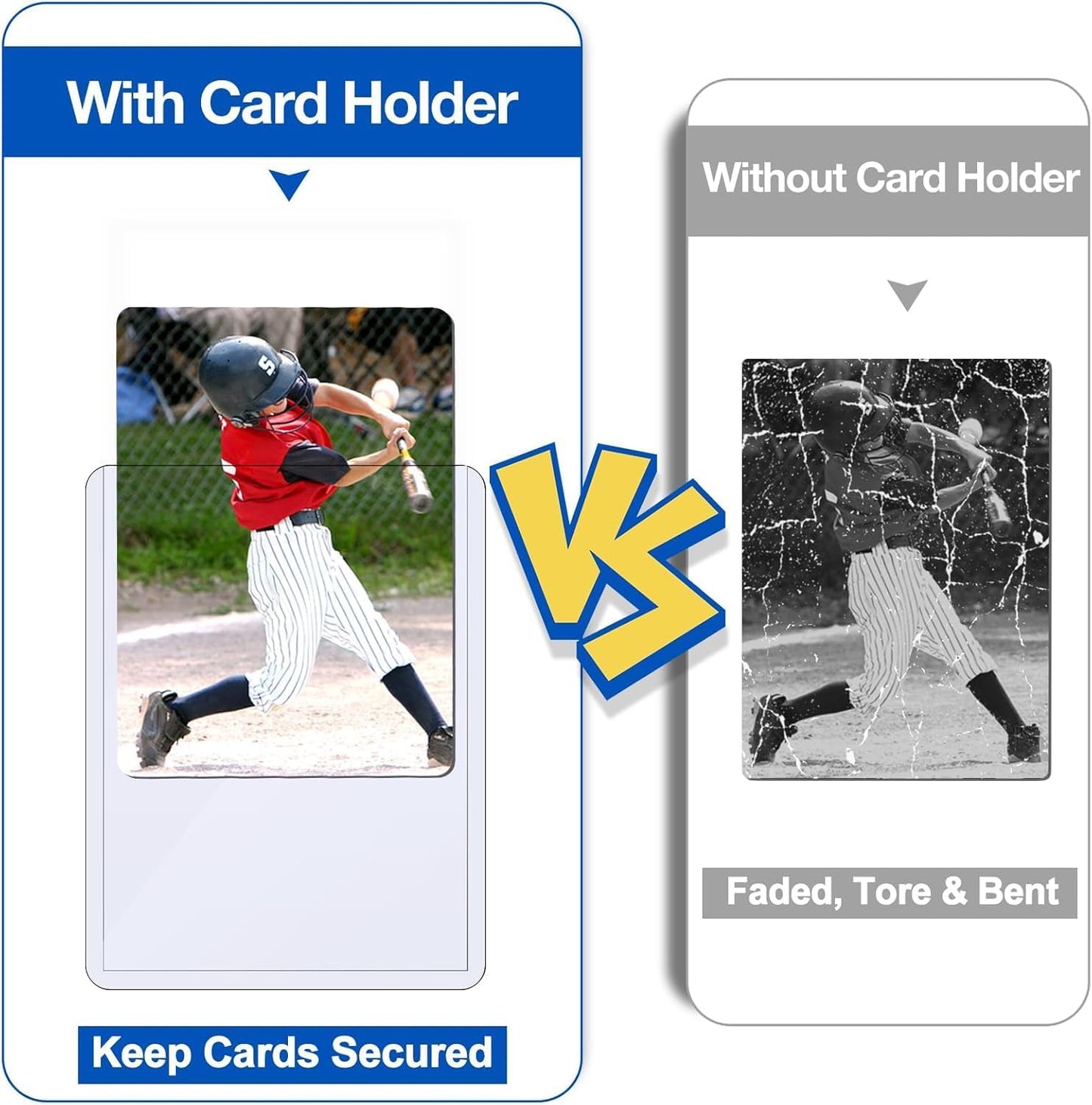 200 Count Topload Card Holder, Sooez 35PT Topload Card Protector, 3" x 4" Hard Plastic Card Sleeves, Baseball Card Protector, Rigid Toploading Card Case for Collectible Trading Sports Cards