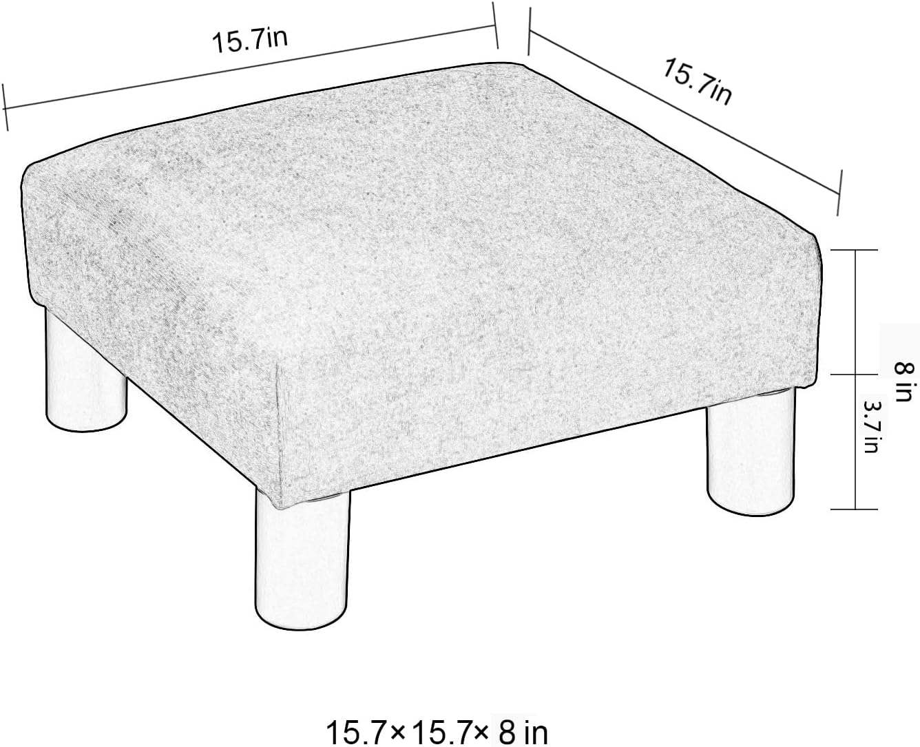 Joveco 15.7'' Small Footstool Ottoman Upholstered Soft Footrest with Non-Skid Plastic Legs, Foot Rest for Desk Couch Living Room Bedroom Office (Blue)