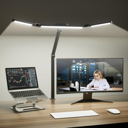 Honeywell LED Desk Lamp with Clamp, HJ3 Sunturalux Architect Desk Lamp for Home Office, Eye-Caring Computer Desk Light 22W 4 Color Modes Clip on Light Stepless Dimming Task Lamp for Working - Lumora Desk