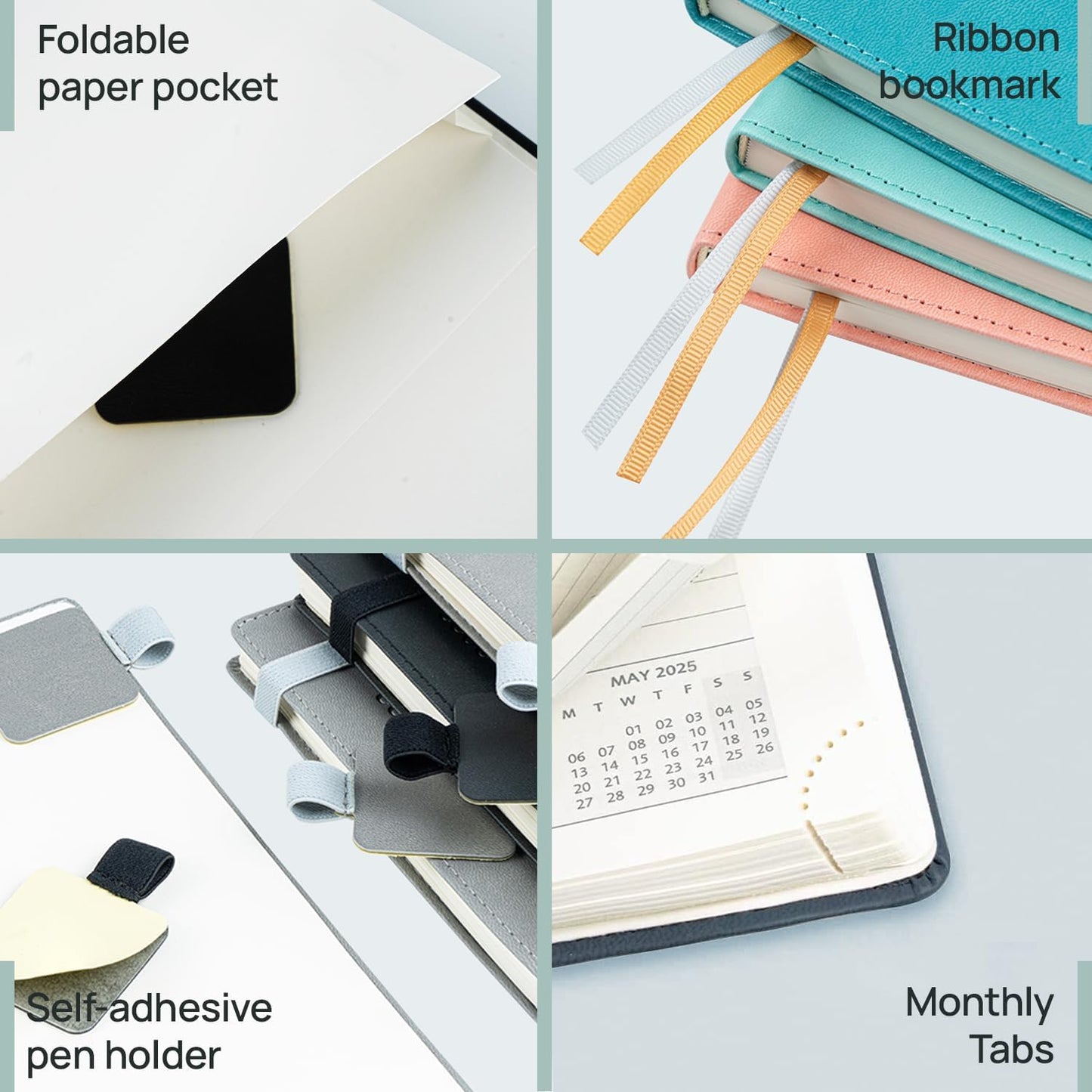 POPRUN Planner 2025-2026 (Medium - 6.5'' x 8.5'') Academic Weekly Calendar (July 2025 - June 2026) with Hourly Time Slots, Monthly Tabs, 100GSM Thick Papers, Leather Soft Cover - Black