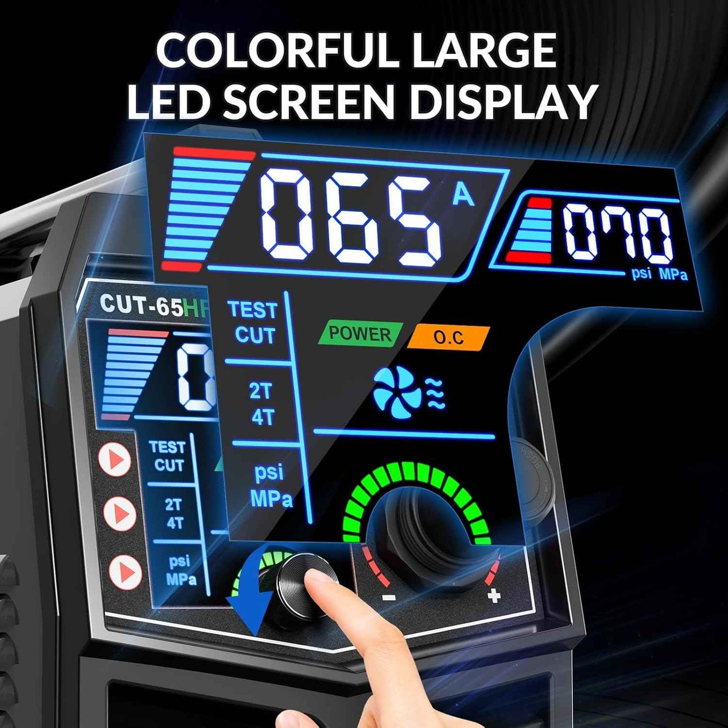 GZ GUOZHI Plasma Cutter 65Amp High Frequency Non-Touch Arc Digital Screen Display DC Inverter 110/220V Dual Voltage Blowback Plasma Cutting Machine CUT-65HFLED