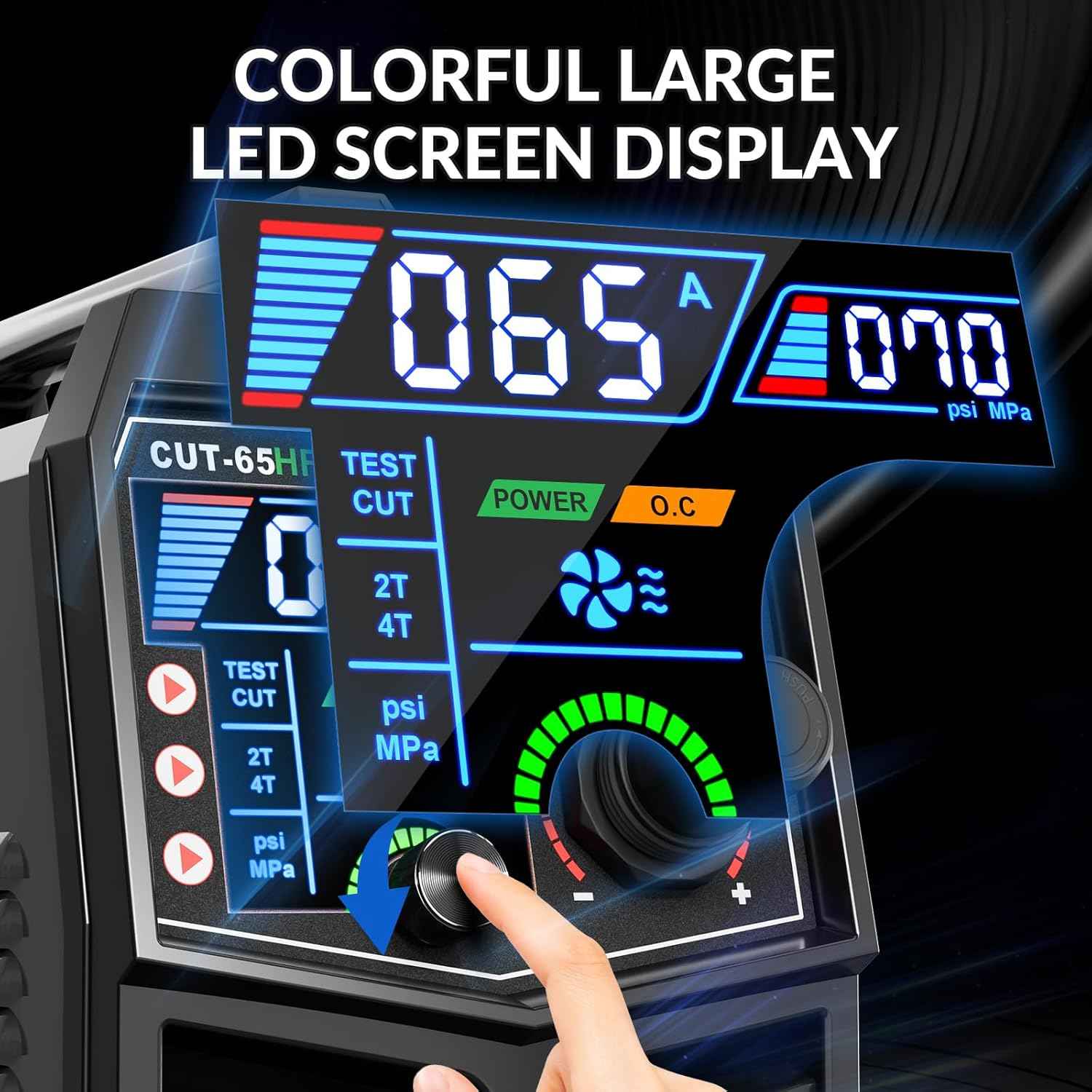 GZ GUOZHI Plasma Cutter 65Amp High Frequency Non-Touch Arc Digital Screen Display DC Inverter 110/220V Dual Voltage Blowback Plasma Cutting Machine CUT-65HFLED