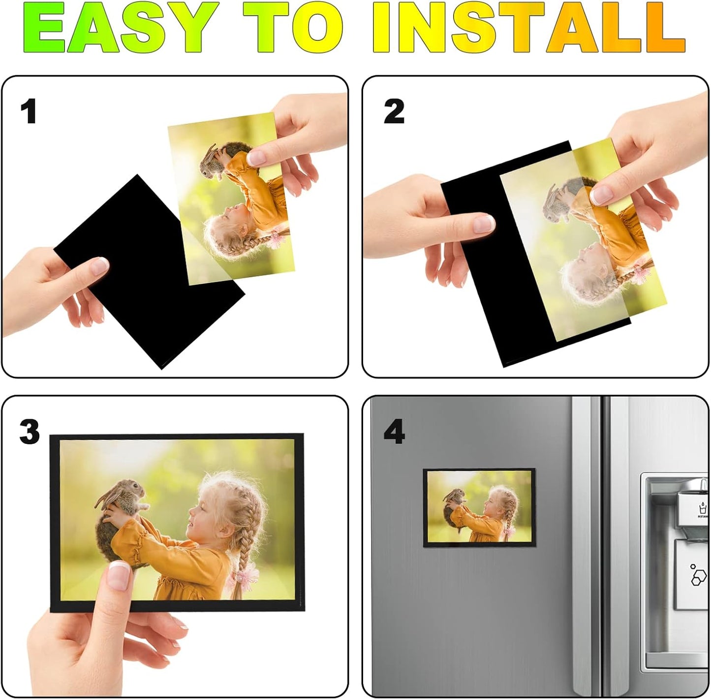 Magnetic Picture Frame 2.5X3.5,Black 10 Pieces,Wallet Size Photo Magnets Sleeves for Refrigerator