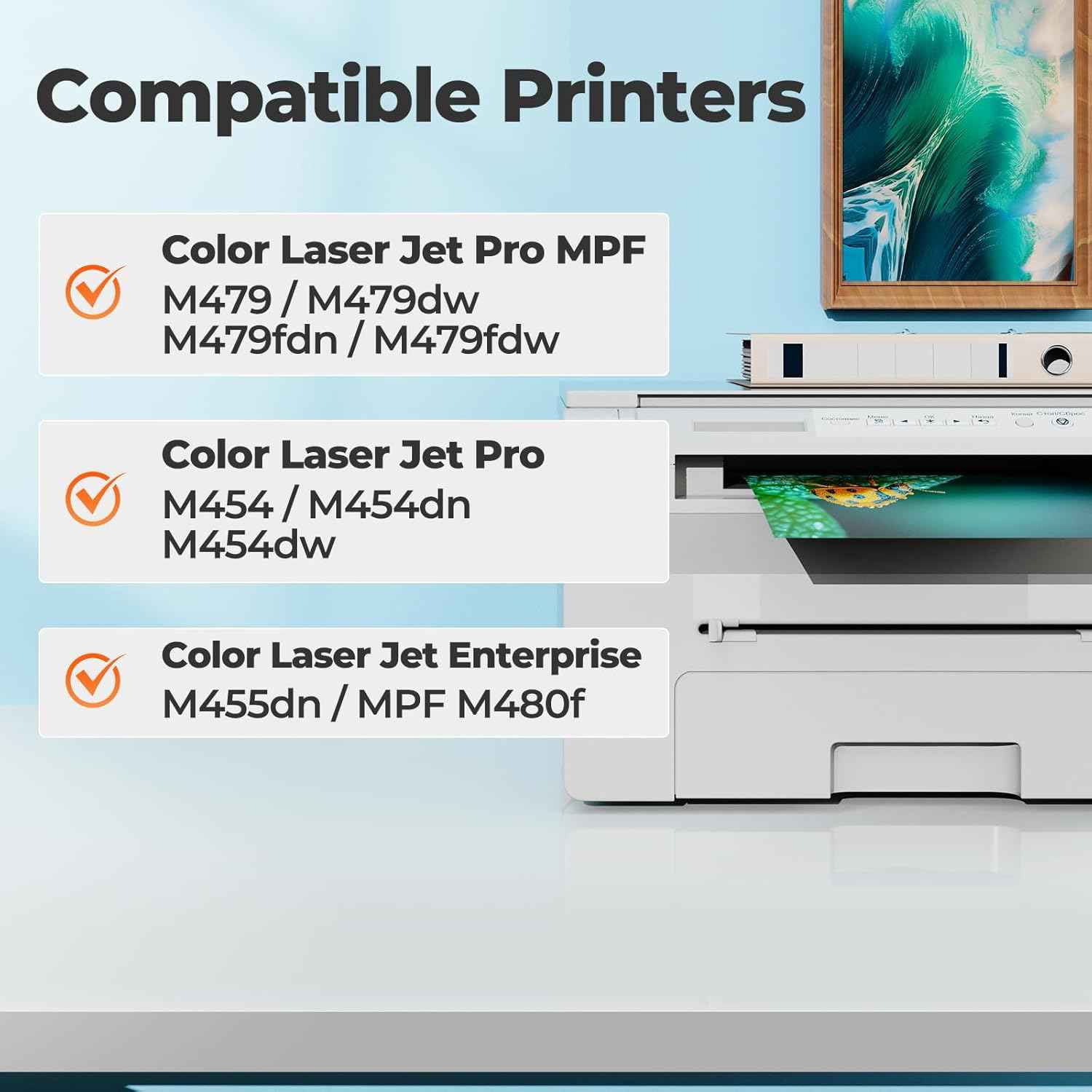414A Toner Cartridge 4 Pack High Yield MFP M479fdw (with Chip) Compatible for HP 414A 414X Work for Color Laser Jet Pro MFP M479fdw Toner M454dw M454dn M455dn MFP M480f M479dw M479fdn Printer W2020A