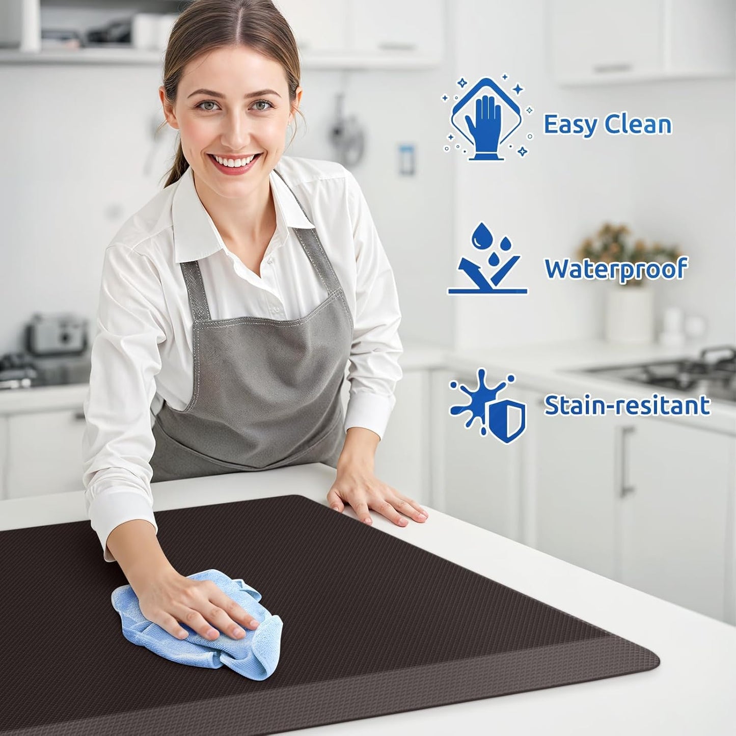 KitchenClouds 2PCS Kitchen Rugs Cushioned Anti-Fatigue Non-Slip Waterproof Kitchen Mat Comfort Foam Standing Mat for Floor Office Sink Laundry (Chocolate) - Lumora Desk