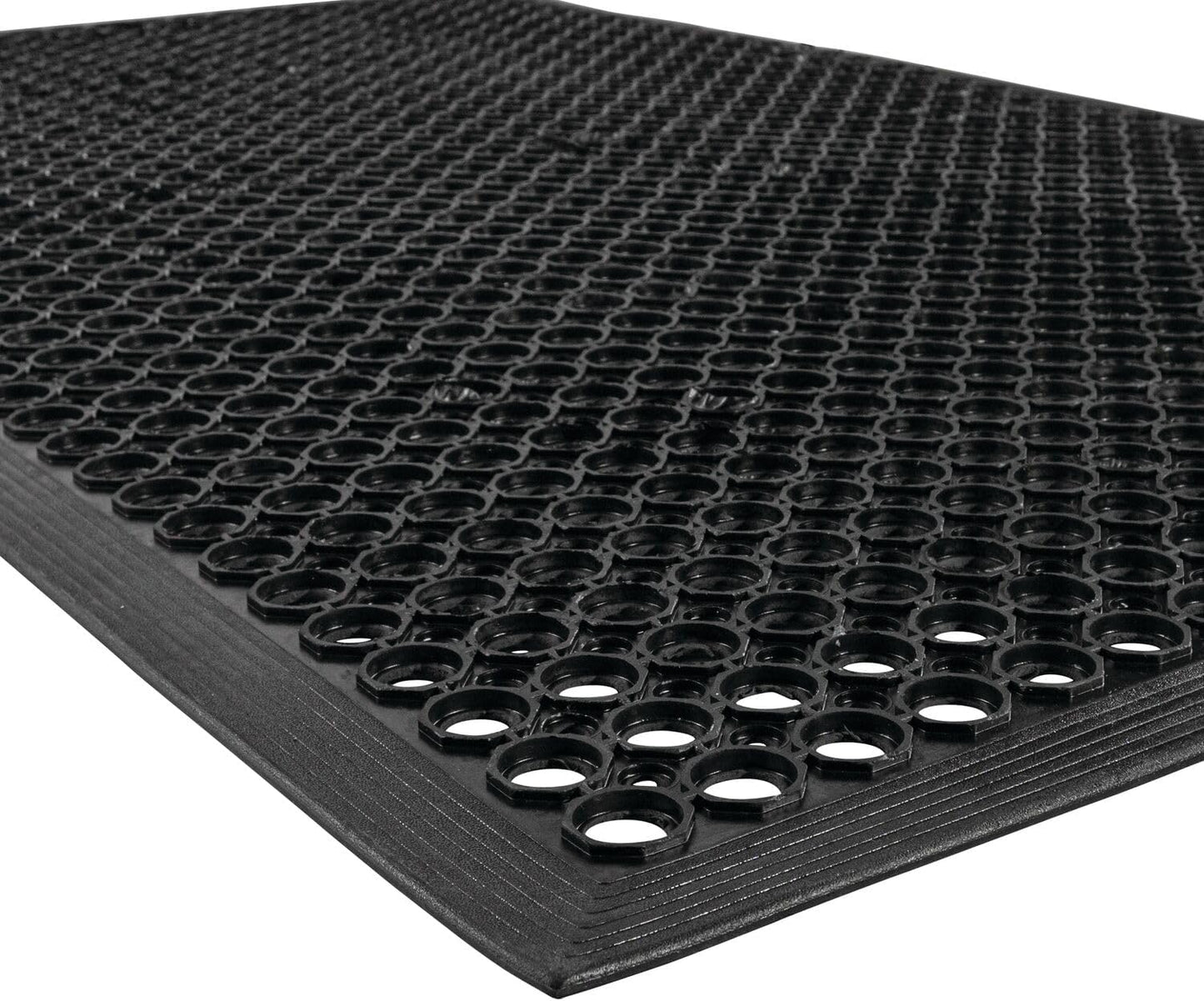 NoTrax 3' x 3' Anti-Fatigue Lightweight Restaurant Rubber Floor Mat with Drainage Holes, Beveled Edges, Non-Slip Mats, Black, T30 Competitor, T30S0033BL