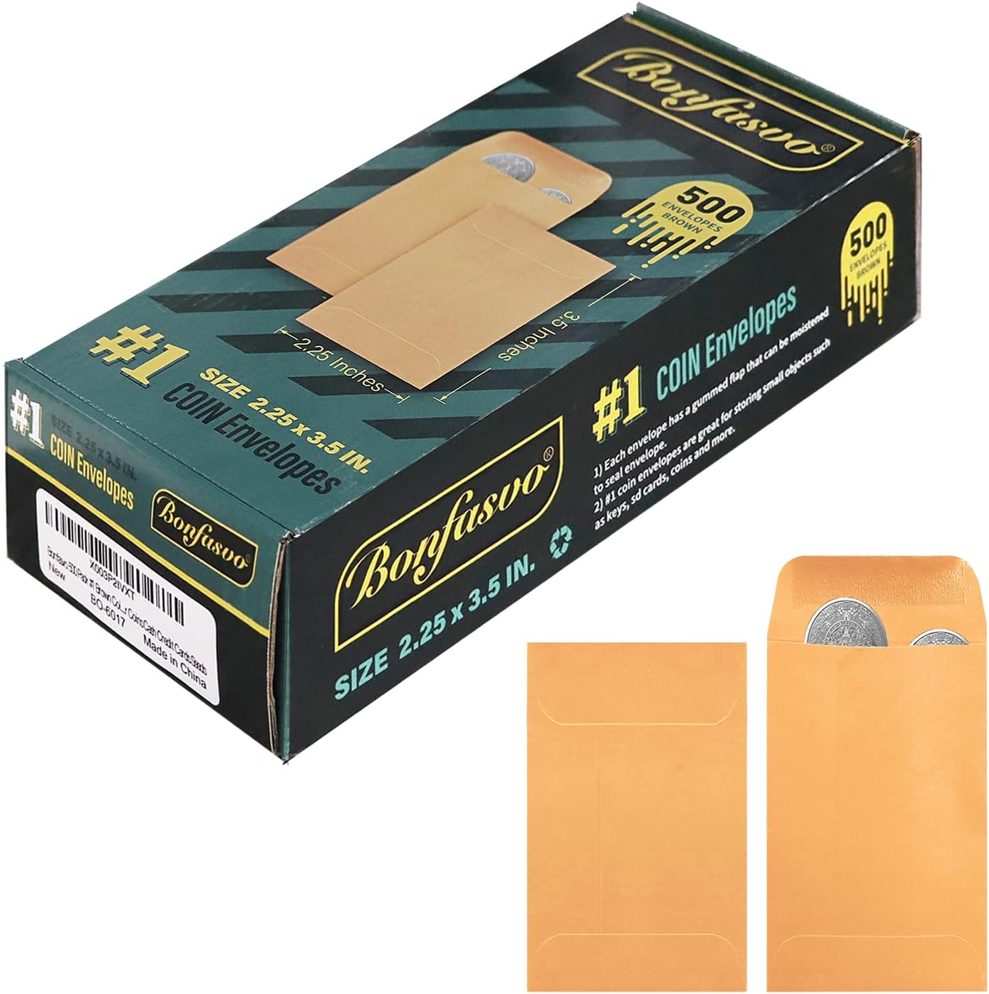 500 Pack #1 Brown Coin Envelope 2.25 X 3.5 inches Kraft Envelopes Classic Small Parts Envelopes with Self Adhesive Gummed Flap for Coins Cash Credit Cards Seeds - Lumora Desk