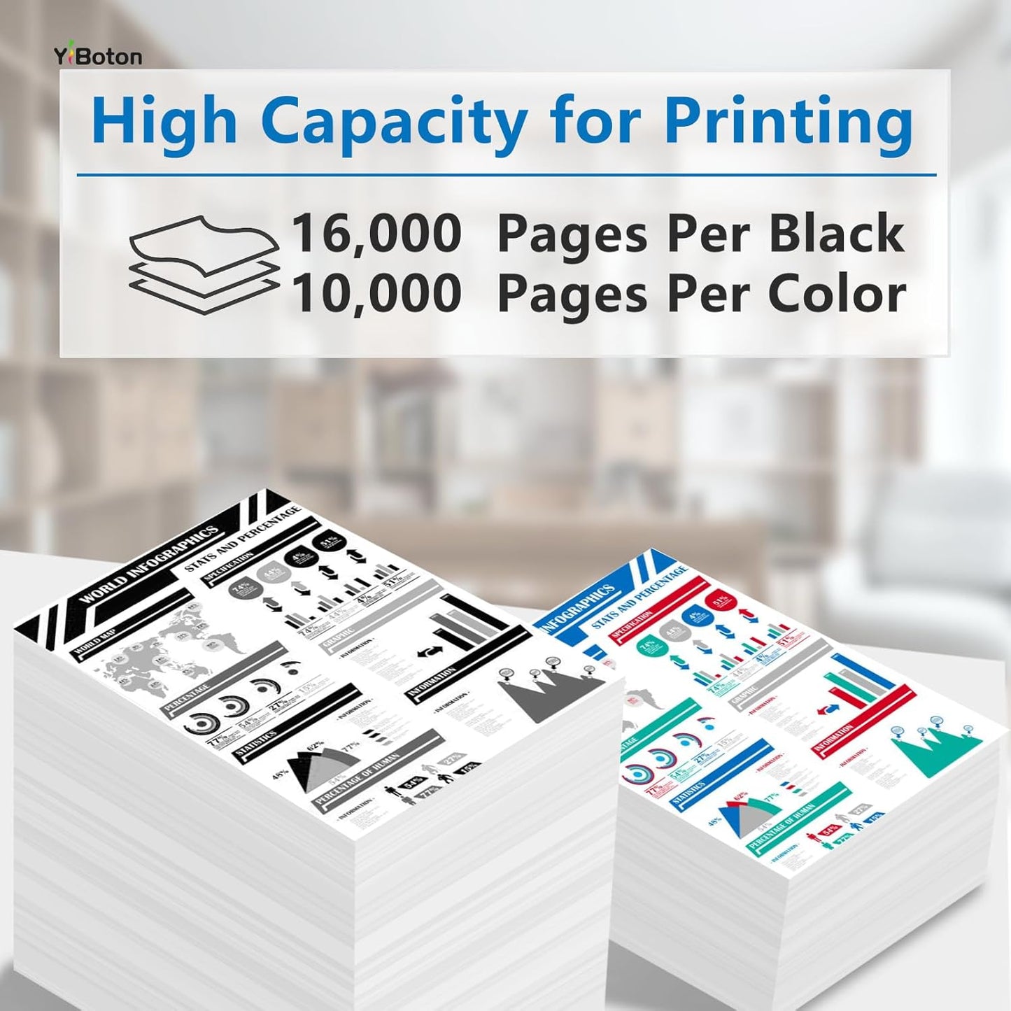 High Yield C4150 Toner Cartridges Replacement for Lexmark C4150 24B6519 24B6516 24B6517 24B6518 Toner Compatible for Lexmark C4150 Printer (4 Pack Black Cyan Magenta Yellow)
