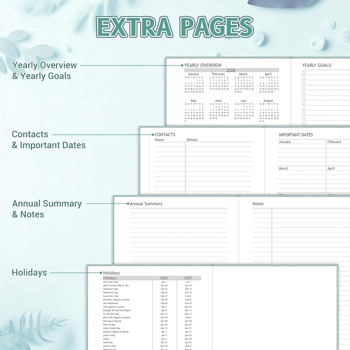 2026-2027 Planner, Weekly and Monthly Calendar Planner from July 2026 - June 2027, 6" x 8.5" Linen Hardcover Agenda Book with Tabs, Pen Holder, Inner Pocket for Office School, Blue