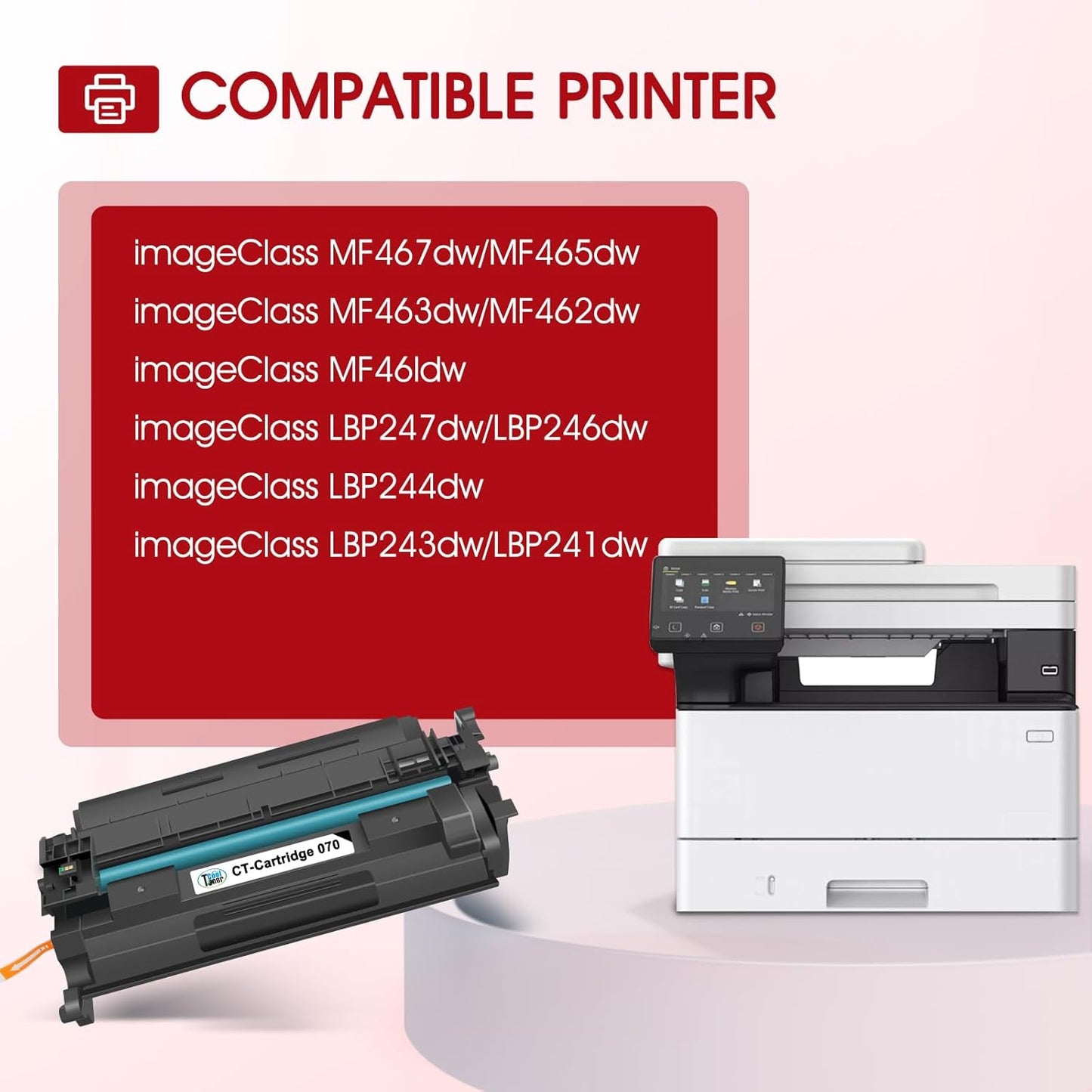 070 Toner Cartridge Black 2 Pack Compatible for Canon 070 Toner Cartridge 070 070H CRG070 CRG-070 CRG070H CRG-070H for Canon imageCLASS MF465 MF462 LBP247 LBP246 Printer Ink