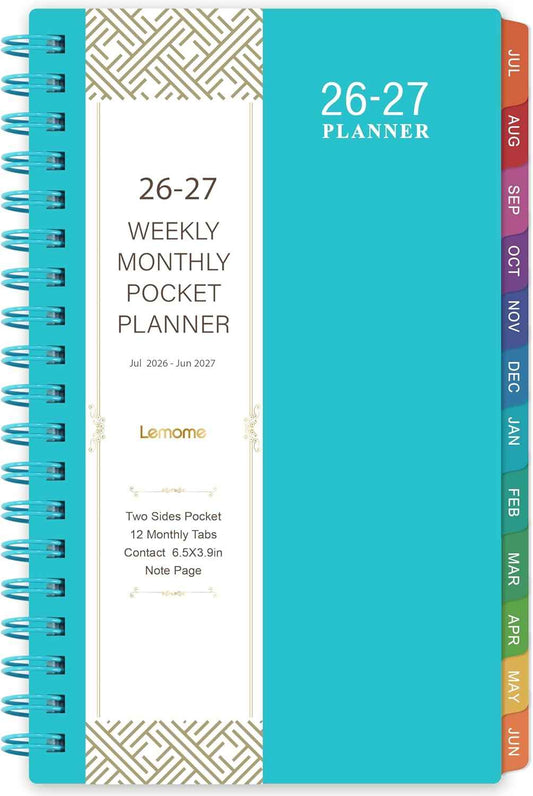 2026-2027 Pocket Calendar/Planner - Weekly & Monthly Pocket Planner for Purse, Jul. 2026 - Jun. 2027, 6.8" x 4.1", Strong Twin - Wire Binding, Plastic Cover