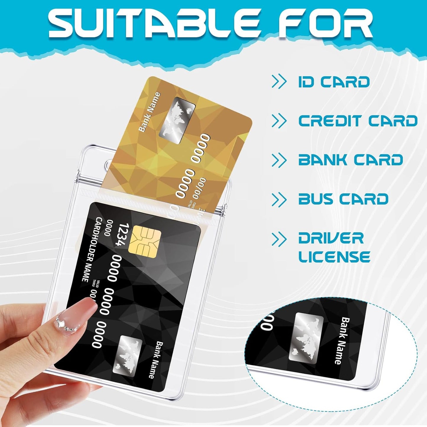 100 Pack Vertical ID Badge Holders Clear Plastic Waterproof Card Holder Resealable for Office Worker Teacher Nurse