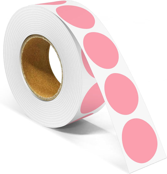1 Inch Round Color Coding Labels, 1000 PCS Per Roll Pink Color Coded Dot Stickers, Round Color Dot Labels for Organizing, Filing, and Storage