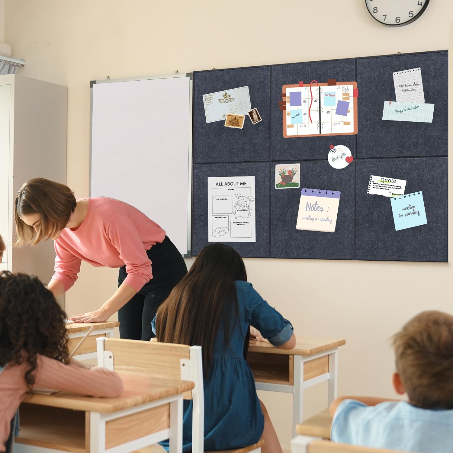 Smarpau Bulletin Board Large Cork Board for Walls 48"x36", 12 Pack Pin Board Felt Board with 35 Pushpins 50 Removable Security Stickers, Cork Boards for Office Home School Decor (Deel Grey) - Lumora Desk
