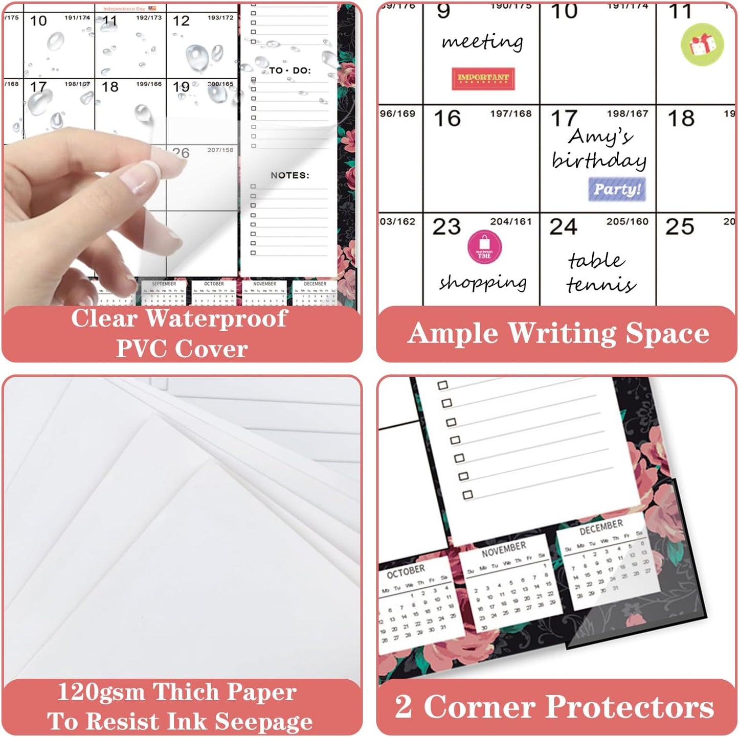 Lateefah Desk Calendar 2025, Large 22'' x 17'' Desk Calendar 2025-2026, 18 Month Desktop Calendars for Home & Office, Use July 2025 to Dece 2026
