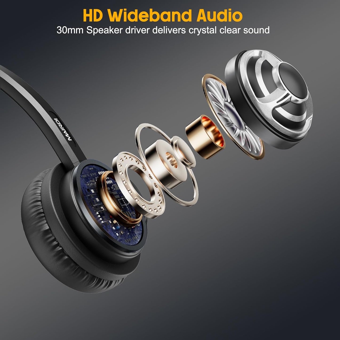 MAIRDI USB Headset With Microphone for Computer, PC, Laptop - Noise Canceling for Teams, Zoom, Office, Call Center, VoIP Phone Calls - Dictation for Dragon Voice Recognition