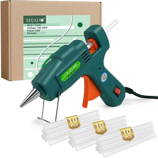 SHJADE Hot Glue Gun with 30 Glue Sticks, Fast Preheating Hot Melt Gun, Mini Glue Gun Kit for Kids DIY School Craft Projects and Quick Home Repairs, 20W Green