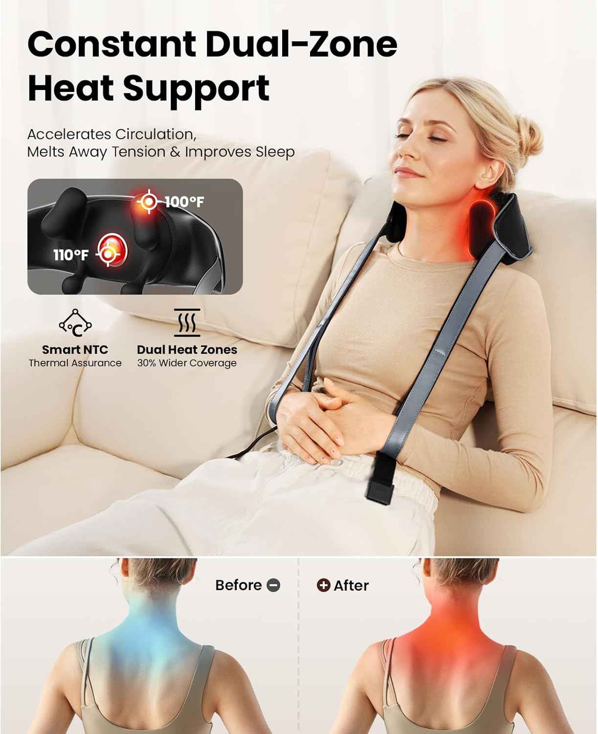 BOB AND BRAD iNeck Pro Cordless 4D Shiatsu Neck Massager with Heat for Pain Relief, FSA Eligible HSA Deep Tissue Kneading for Neck, Shoulder & Back, 190 Min Long Battery Life, for Office, Travel Gifts