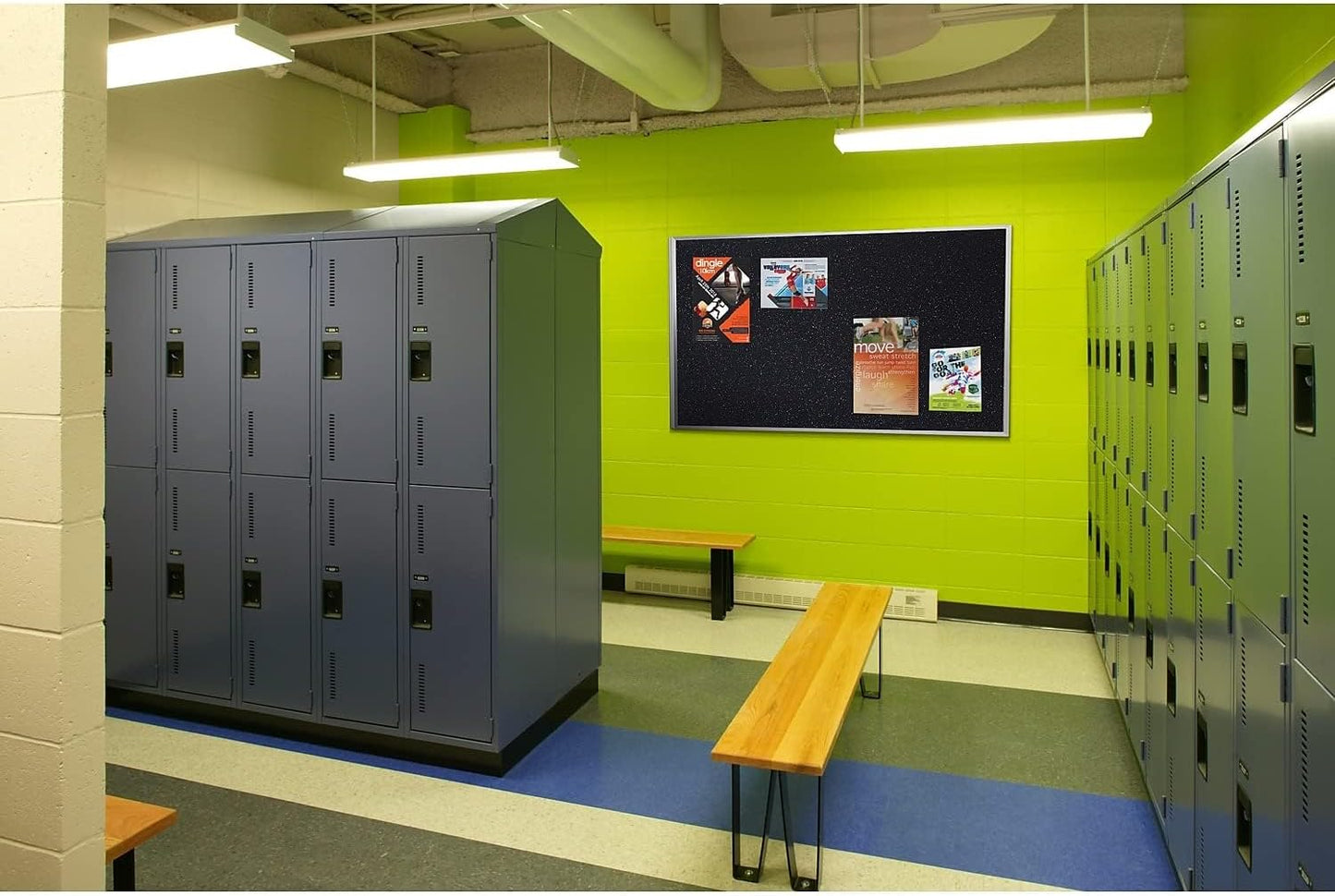 Ghent Bulletin Board, Recycled Rubber, Aluminum Frame, 48.5" x 72.5", Solid Black Rubber (ATR46-BK) Made in USA
