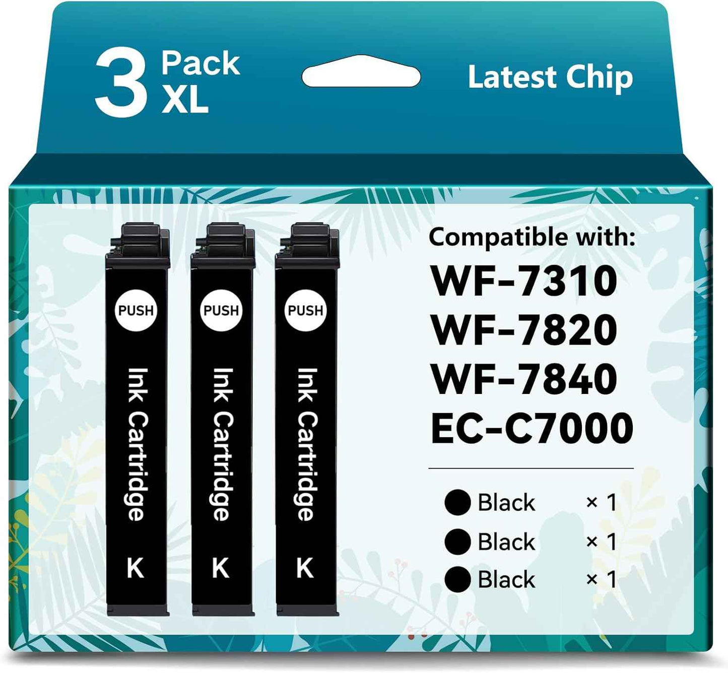 Remanufactured for 812XL Black Ink Cartridges for Epson 812XL Ink Cartridges Combo Pack for Epson 812 812XL T812XL High Capacity for Epson WF-7820 WF-7840 WF-7310 EC-C7000 (3 Black)