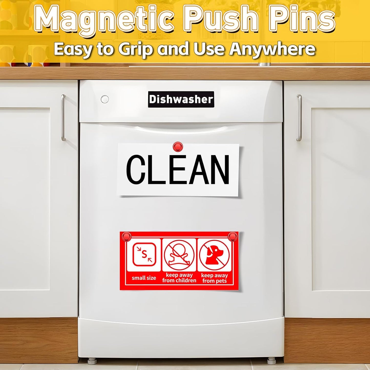VNDUEEY 16 Pack Red Fridge Magnets, Refrigerator Magnet, Strong Magnets for Whiteboard, Magnetic Push Pins, Cute Magnet for Kitchen, Office, School, Adults