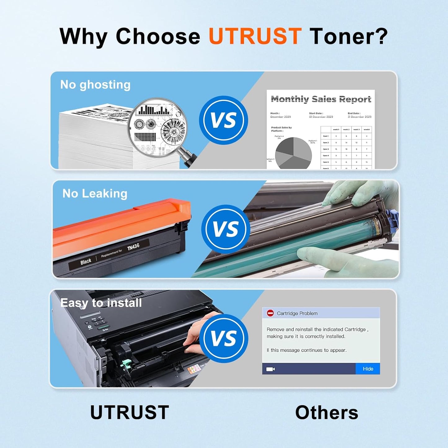Compatible TN436 Toner Cartridge Set 6500 High Yield with Chip Replacement for Brother TN436 TN 436 TN433 TN431 Printer (4Pack,BK/C/Y/M)