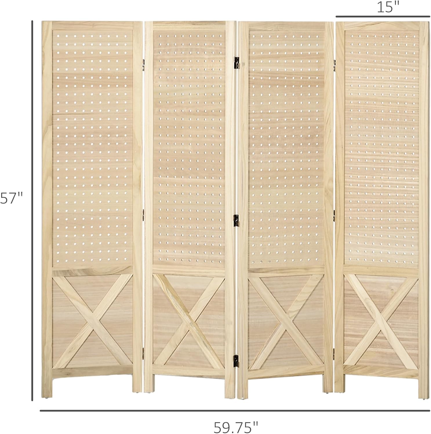 NicBex Room Divider 4 Panel Room Dividers with Pegboard Design Partition Room Dividers and Folding Privacy Screens 4.7 FT Wall Divider for Home, Office, Room Separation,59.75"W x 0.75"D x 57"H,Natural - Lumora Desk