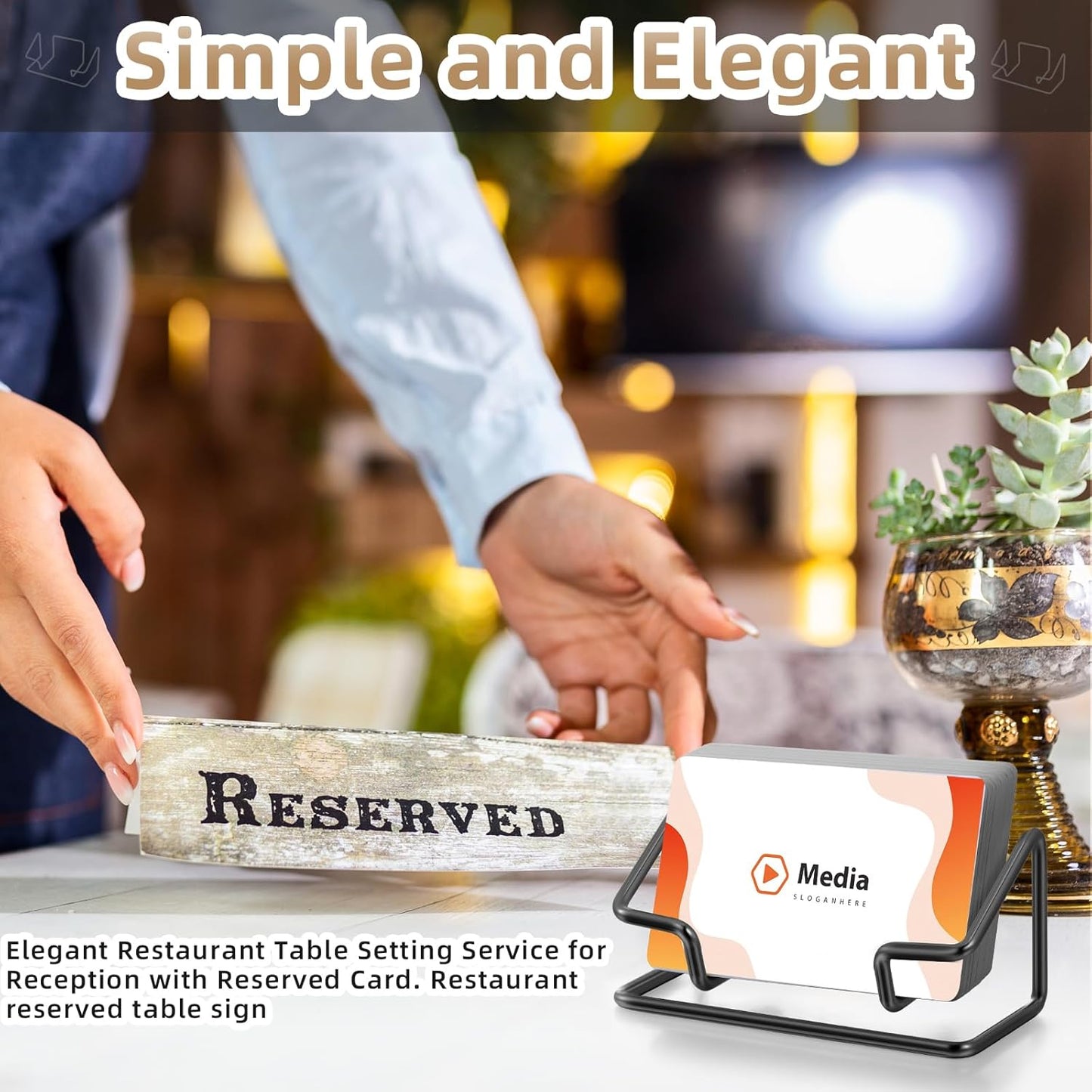 Landhoow 2 Pcs Business Card Holder for Desk, Cute Metal Card Organizers Display Stand Postcard Holder Rack for Desktop Working Office Home Daily Use(Black)