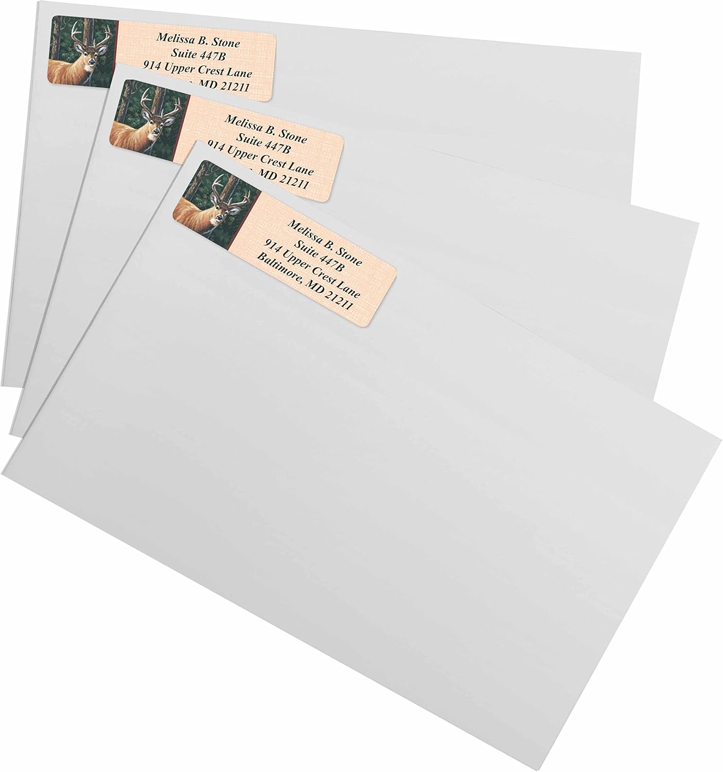 Deer Designer Rolled Address Labels with Elegant Plastic Dispenser - Lumora Desk