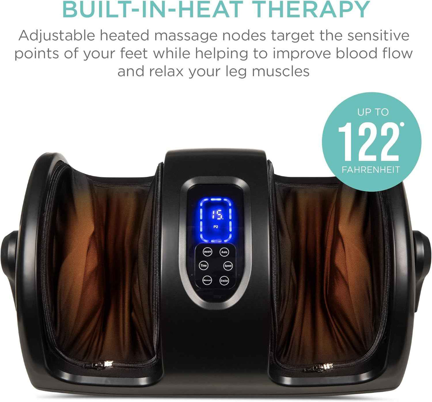 Best Choice Products Shiatsu Foot Massager with Heat for Plantar Fasciitis & Neuropathy, Kneading Foot & Calf Massager with Remote, 360° Adjustable Handle, Rolling & Compression Massage - Satin Black