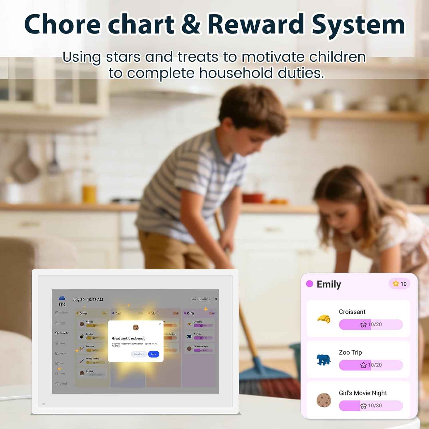 15.6 Inch Digital Calendar Wall, Electronic Planner & Chore Chart, 1080P Full HD Interactive Calendar Touchscreen for Family Planner Display, Smart Family Calendar, Desk/Wall Mountable, Gifts for Women Men