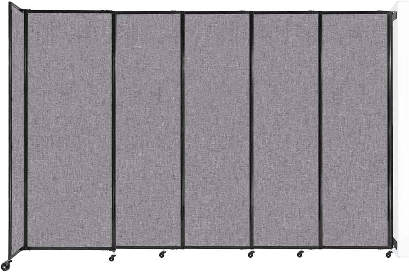 Wall-Mounted Sliding StraightWall Room Divider | Adjustable Widths | Locking Wheels | Room Separator | Up to 11'3" Wide x 7'6" Tall Cloud Gray Fabric Panels - Lumora Desk
