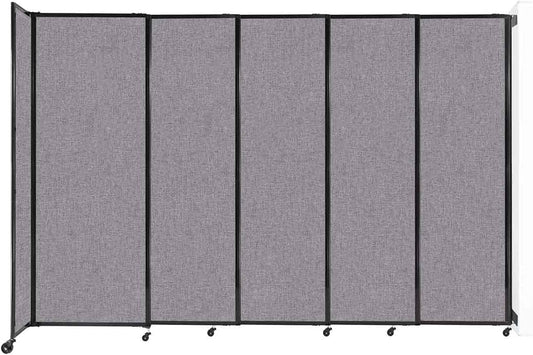 Wall-Mounted Sliding StraightWall Room Divider | Adjustable Widths | Locking Wheels | Room Separator | Up to 11'3" Wide x 7'6" Tall Cloud Gray Fabric Panels - Lumora Desk