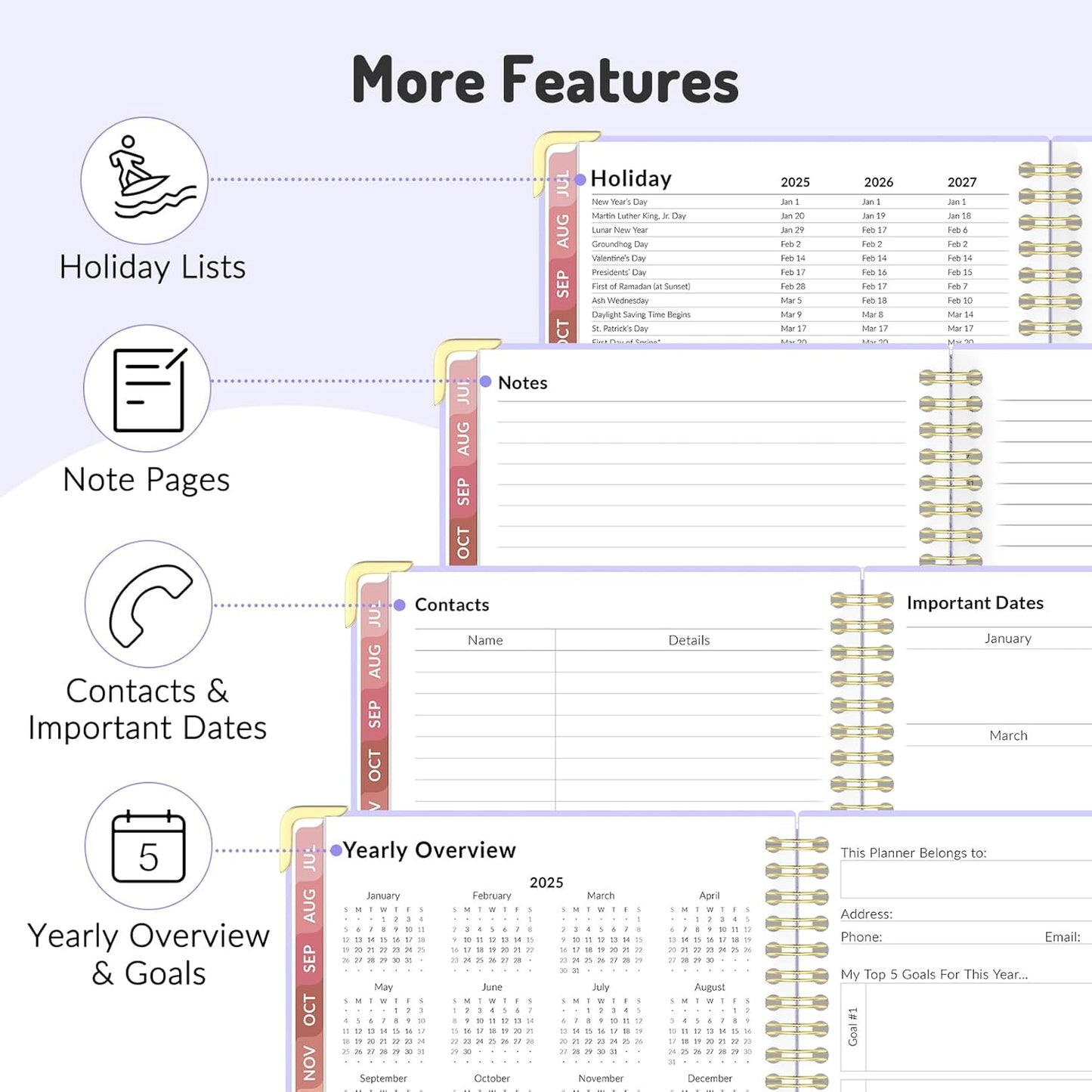 Jul 2025 - Dec 2026 Planner, Forvencer Academic Planner 2025-2026, 18 Month Daily Planner, 8.5" x 11", Weekly & Monthly Agenda Book, Hardcover Calendar Book, School Supplies for Student Teacher, Purple