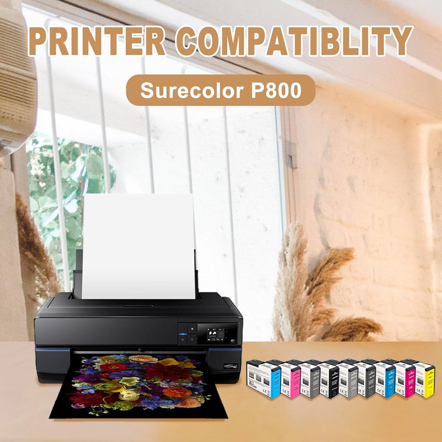 T850 Ink Cartridge Remanufactured T8505 T850500 Ink Cartridge Replacement for Surecolor P800 Printer(Light Cyan)