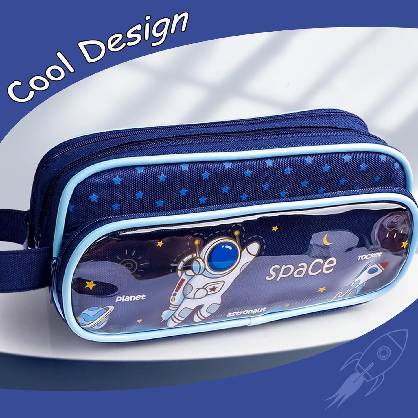 Pencil Case Large Capacity Pencil Pouch, Astronaut Pencil Bag, Aesthetic Pencil Case Pouch, Cute Pencil Case for Kids Students, Preppy Pencil Case for School, Transparent Pencil Box