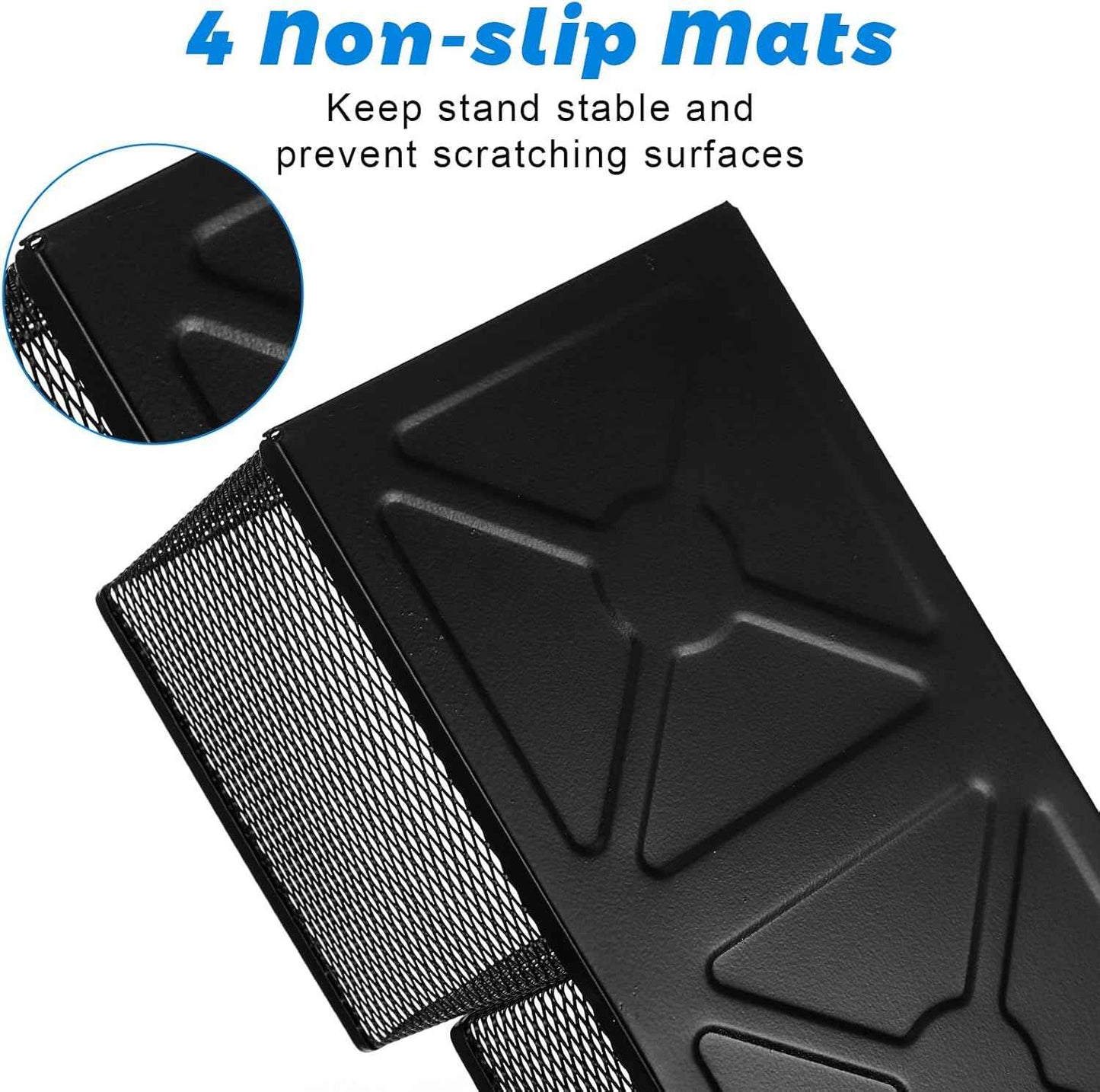 Mesh Pen Pencil Holder Note Holders Desk Organizer, 3 Compartment Wire Desktop Pen Pencil Cup Caddy Office Supplies Accessories for Home Office School, Black(4 Pack)