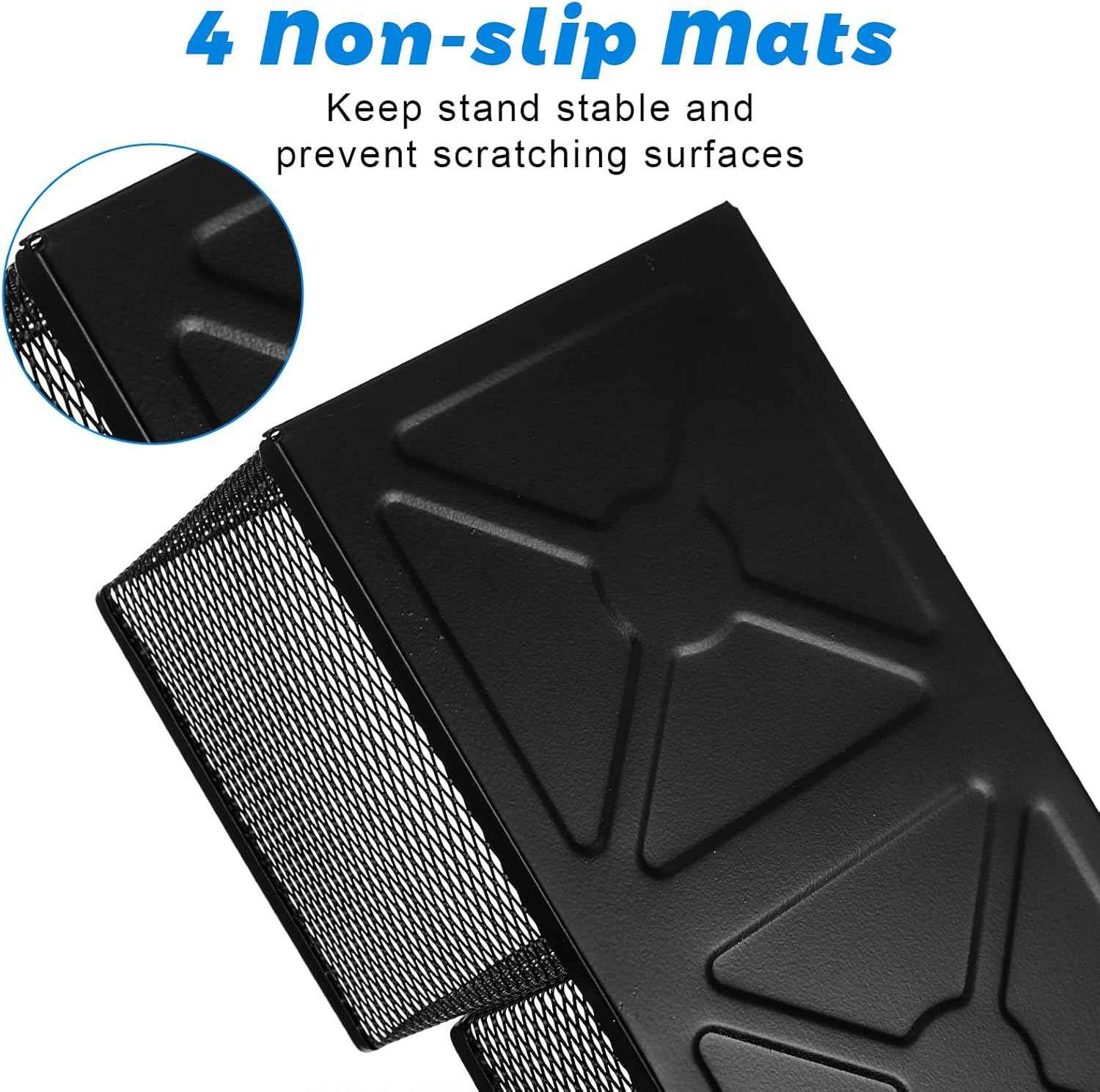 Mesh Pen Pencil Holder Note Holders Desk Organizer, 3 Compartment Wire Desktop Pen Pencil Cup Caddy Office Supplies Accessories for Home Office School, Black(4 Pack)