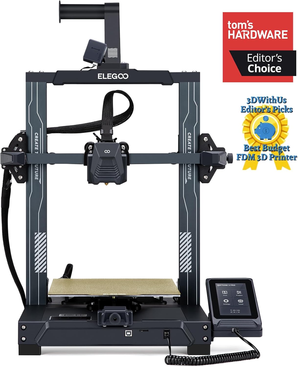 ELEGOO Neptune 3 Pro 3D Printer with Auto Bed Leveling, Dual-Gear Direct Extruder, Dual Lead Screw Drive, Removable Capacitive Screen,8.85x8.85x11in Large Printing Size - Lumora Desk