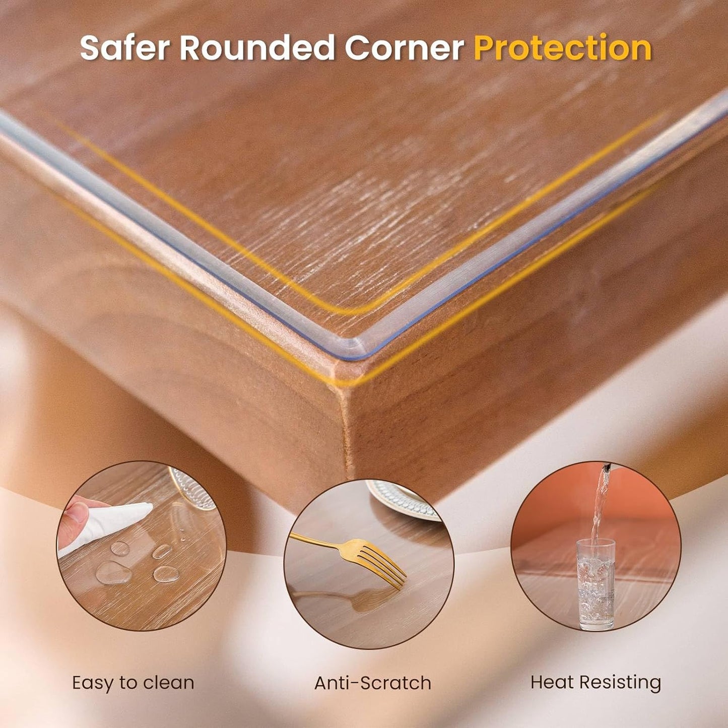Clear Table Cover Protector 40 x 80 Inch, 2mm Thick Table Protector for Dining Room Table, Clear Plastic Table Cover, Table Pad Mat for Kitchen, Writing Desk Pad for Desktop